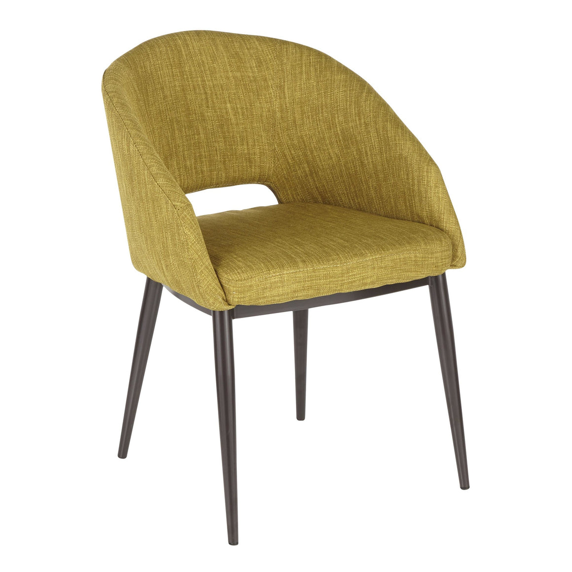 Renee Contemporary Chair in Espresso Metal Legs with Green Fabric by LumiSource