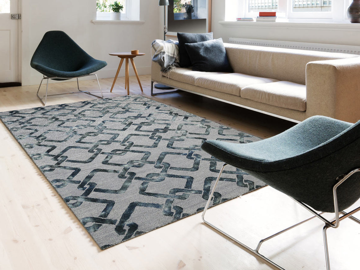 Shibori Modern Moss Gray Hand-Tufted Rug 5'x8'