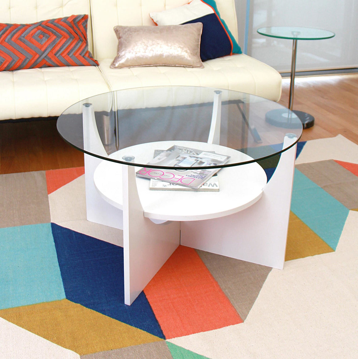 U Shaped Contemporary Coffee Table in White by LumiSource