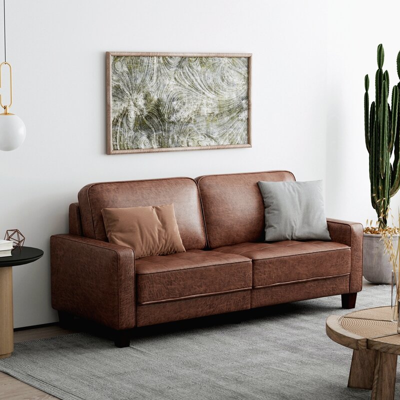 River Quinn Technology Leather Sofa in Brown
