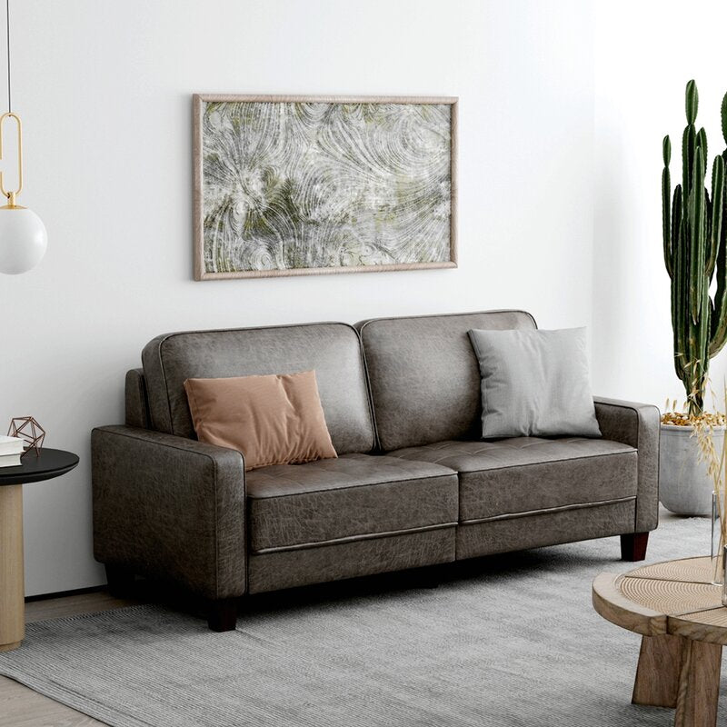 River Quinn Technology Leather Sofa in Charcoal