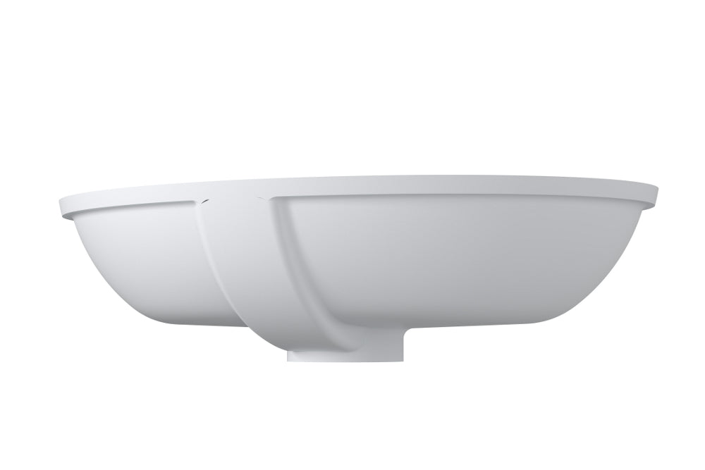 23"x16"POLYSTONE  UNDERMOUNT OVAL SINK IN MATTE WHITE FINISH-NO FAUCET