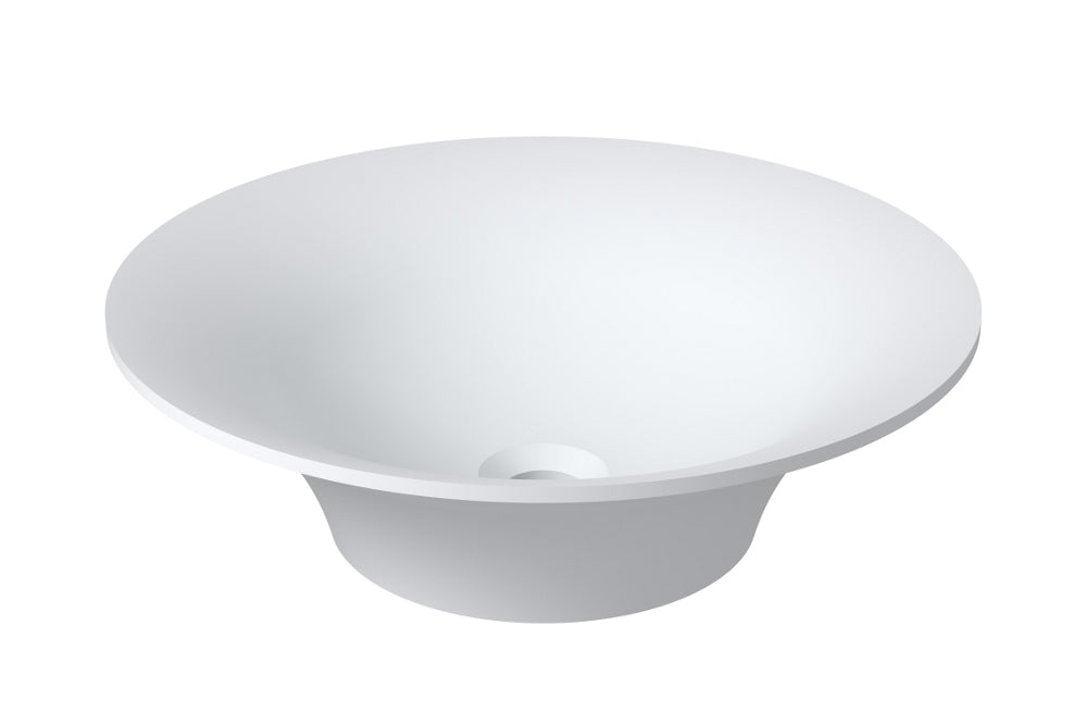 17"x17"POLYSTONE ROUND VESSEL BATHROOM SINK IN GLOSSY WHITE FINISH-NO FAUCET