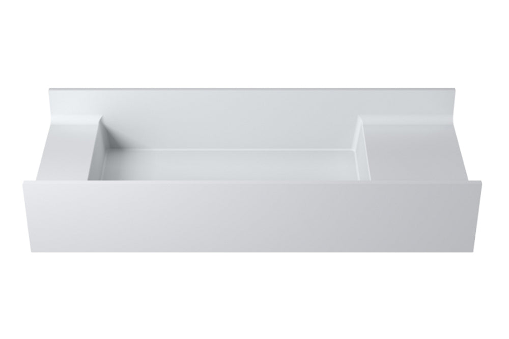 39"POLYSTONE RECTANGULAR WALL MOUNTED SINK ONLY IN MATTE WHITE FINISH-NO FAUCET