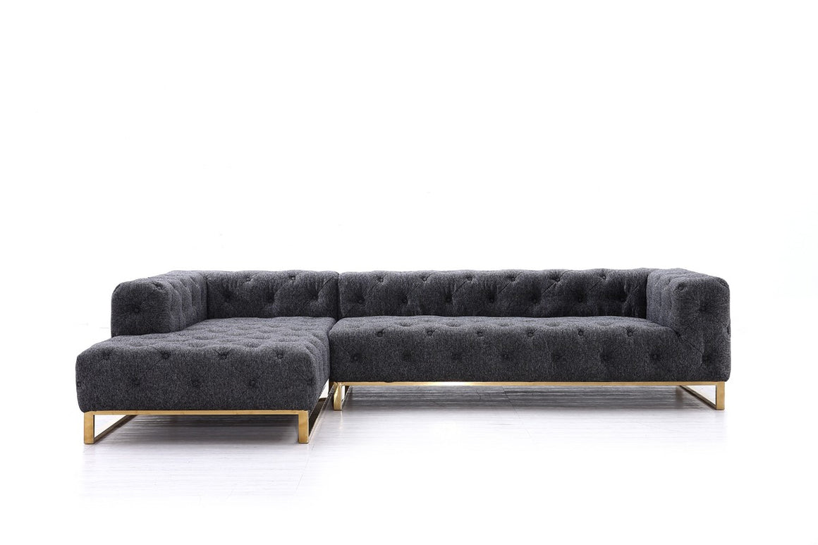 Divani Casa Willa Modern Grey Fabric Sectional Sofa