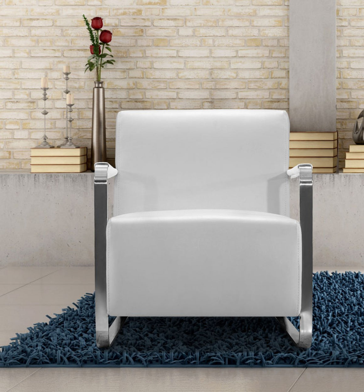 Divani Casa Bison - Modern White Leather Lounge Chair