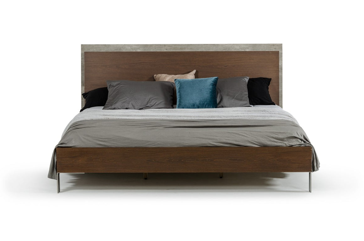 Nova Domus Conner Modern Dark Walnut & Concrete Bed