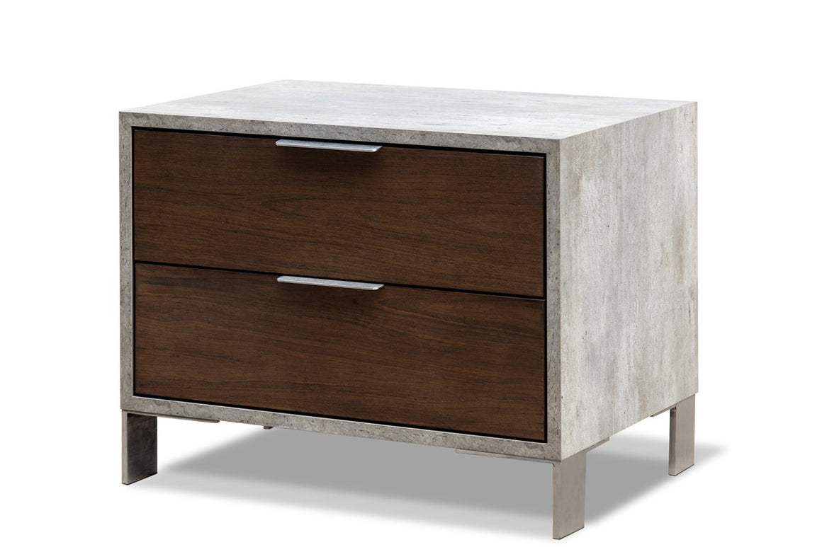 Nova Domus Conner Modern Dark Walnut & Concrete Nightstand