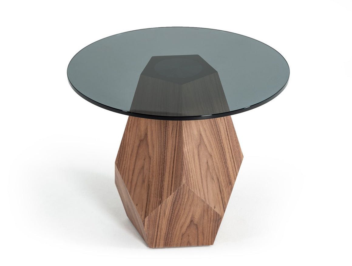 Modrest Rackham Modern Walnut & Smoked Glass End Table