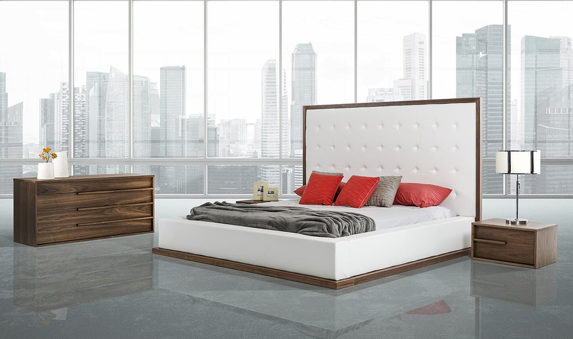 Modrest Beth Modern Walnut with White Leatherette Bed