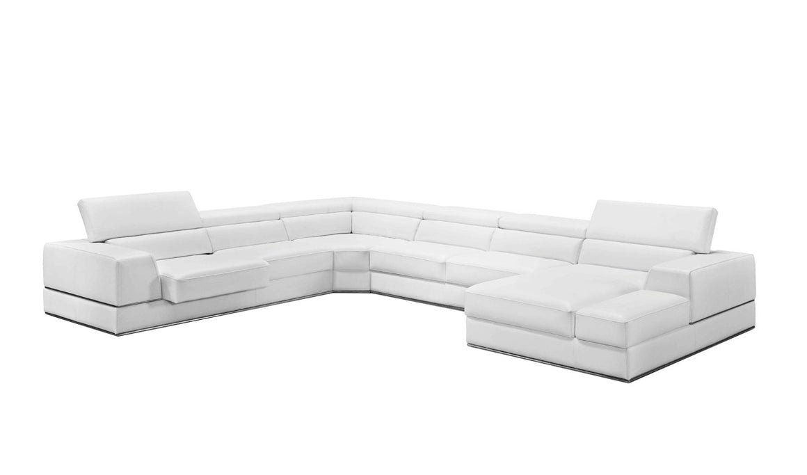 Divani Casa Pella Modern White Italian Leather Sectional Sofa