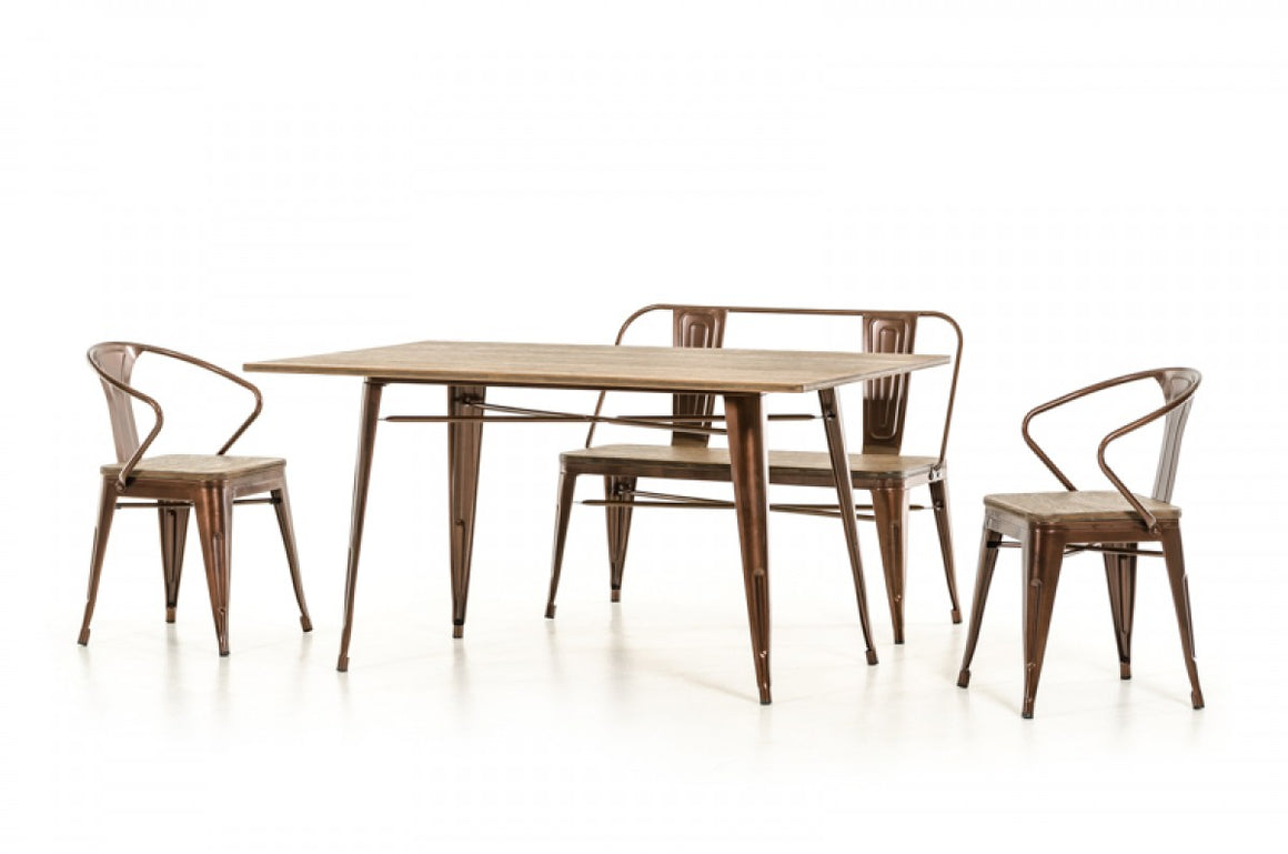 Modrest Ford Modern Copper & Wood Dining Table
