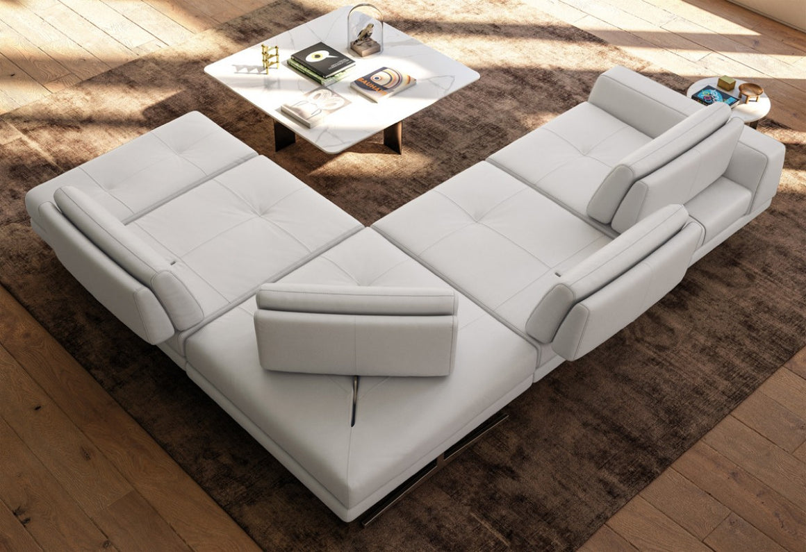 Accenti Italia Bellagio Italian Modern White Leather Sectional Sofa