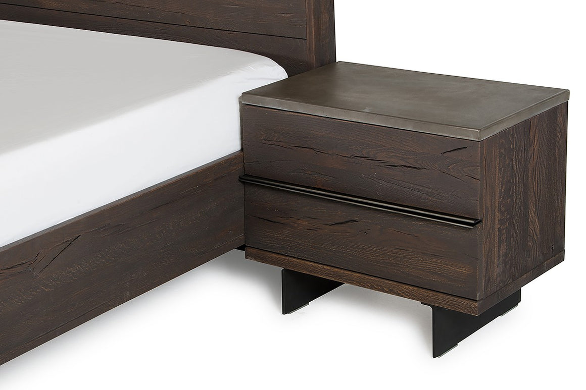 Modrest Selma Modern Dark Aged Oak & Concrete Nightstand