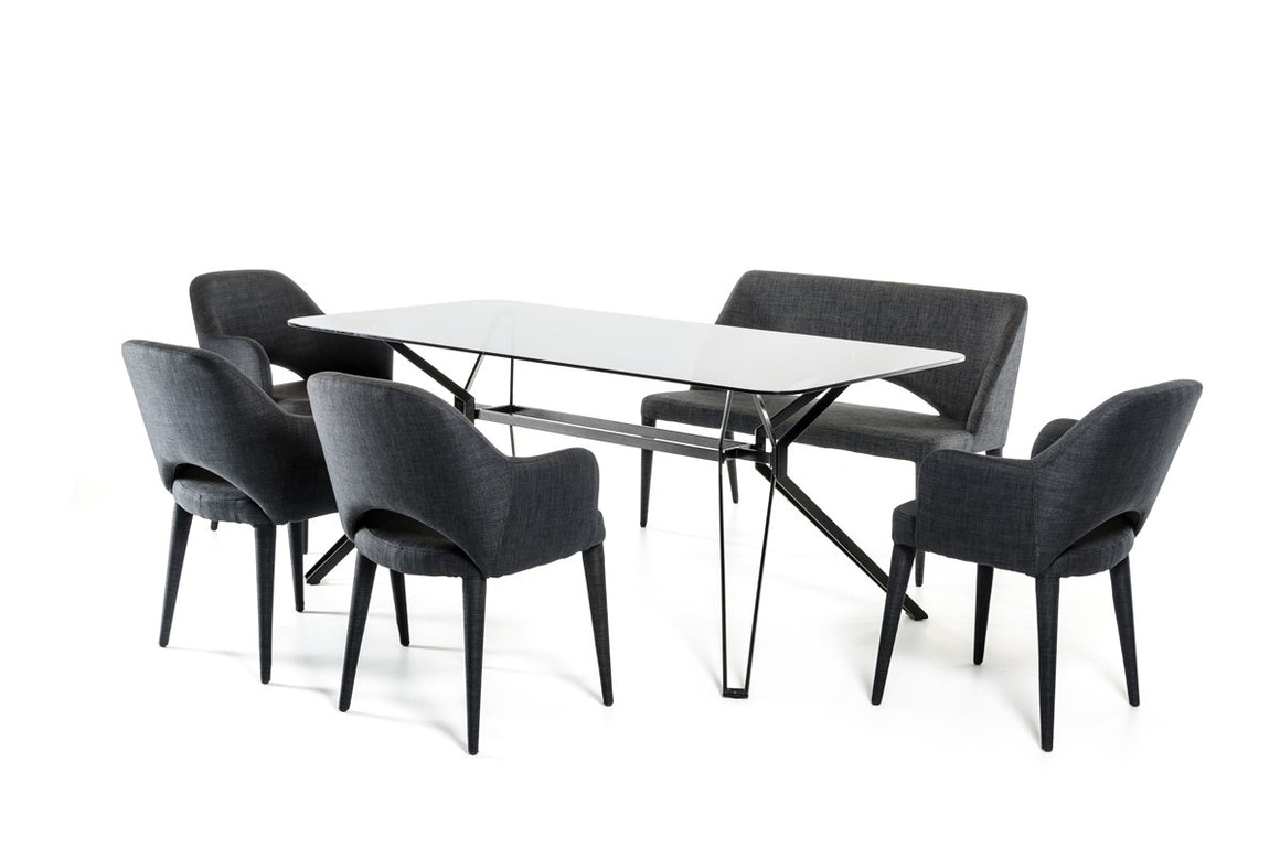 Modrest Synergy Modern Smoked Glass Dining Table