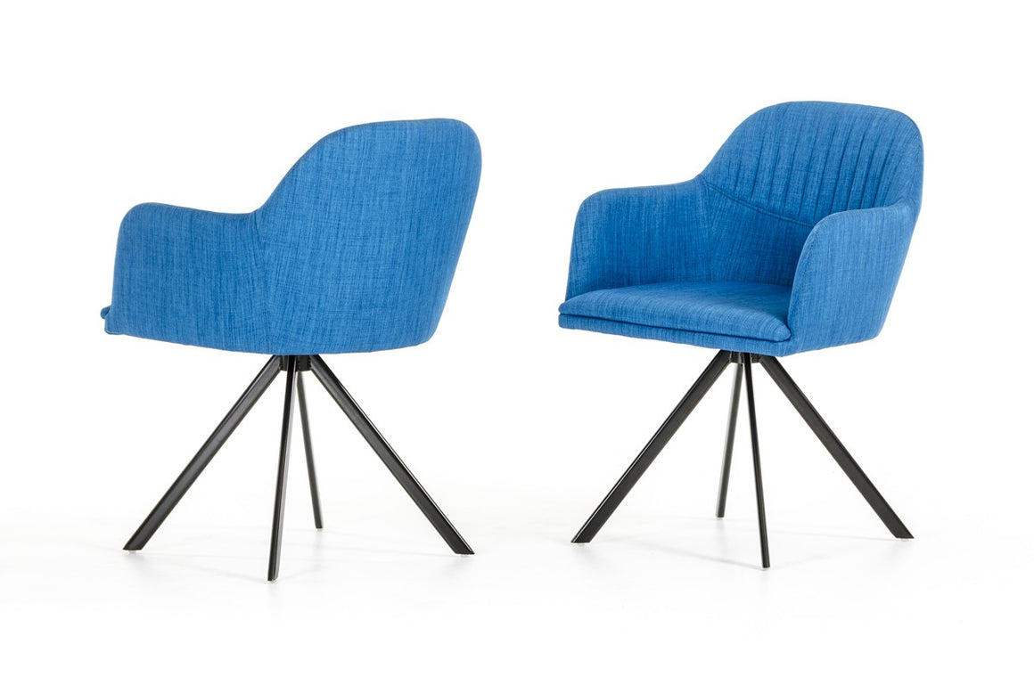 Modrest Synergy Modern Blue Fabric Dining Arm Chair