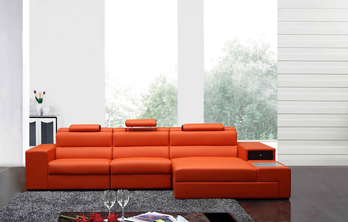 Divani Casa Polaris Mini - Contemporary Bonded Leather Sectional Sofa