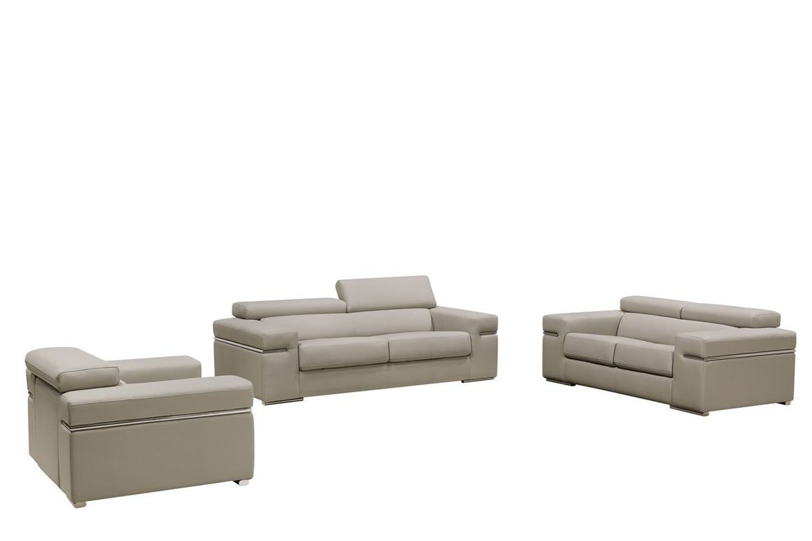 Divani Casa Atlantis Modern Light Grey Bonded Leather Sofa Set