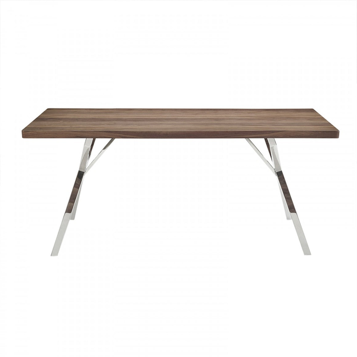 Modrest Stark Modern Walnut & Stainless Steel Dining Table