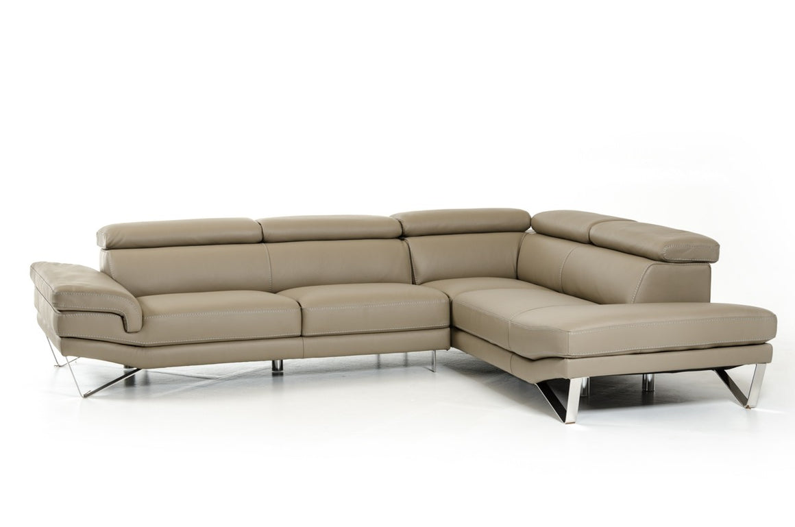 David Ferrari Aria Modern Grey Italian Leather Sectional Sofa
