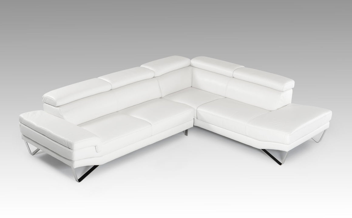 David Ferrari Aria Modern White Italian Leather Sectional Sofa