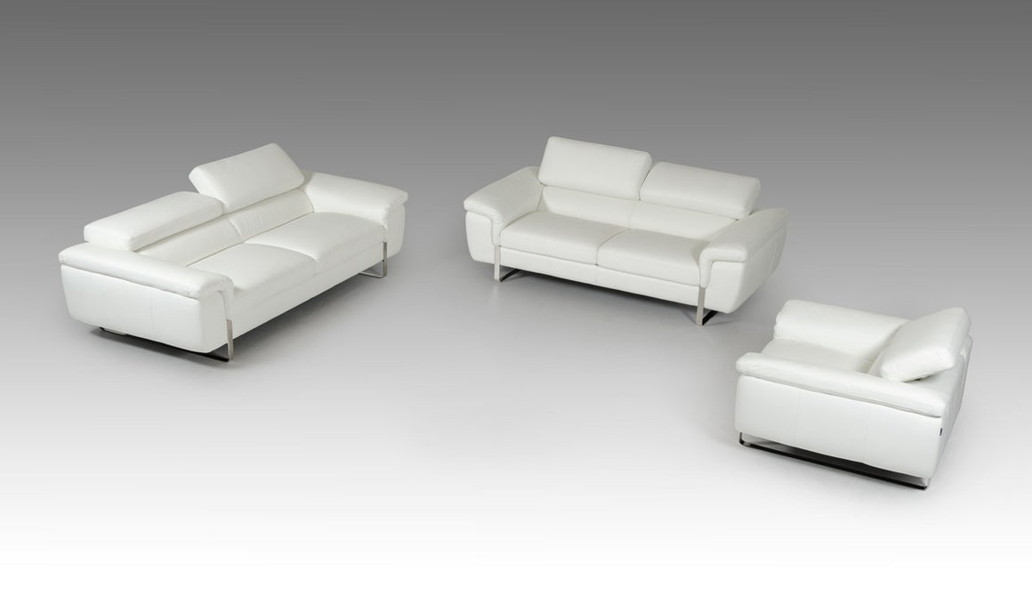 David Ferarri Highline Italian Modern White Top Grain Leather Sofa Set