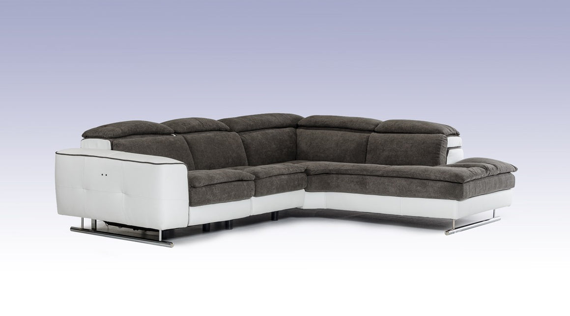 David Ferrari Starlight Italian Modern Grey and White Fabric and Leather Sectional Sofa