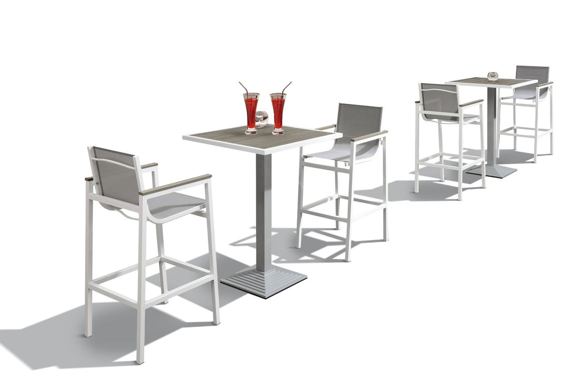 Renava Gulf Outdoor White and Grey Bar Table Set
