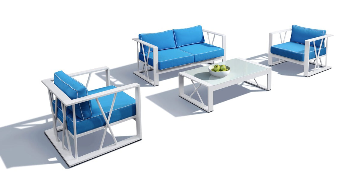 Renava Palms Outdoor Blue and White Sofa Set