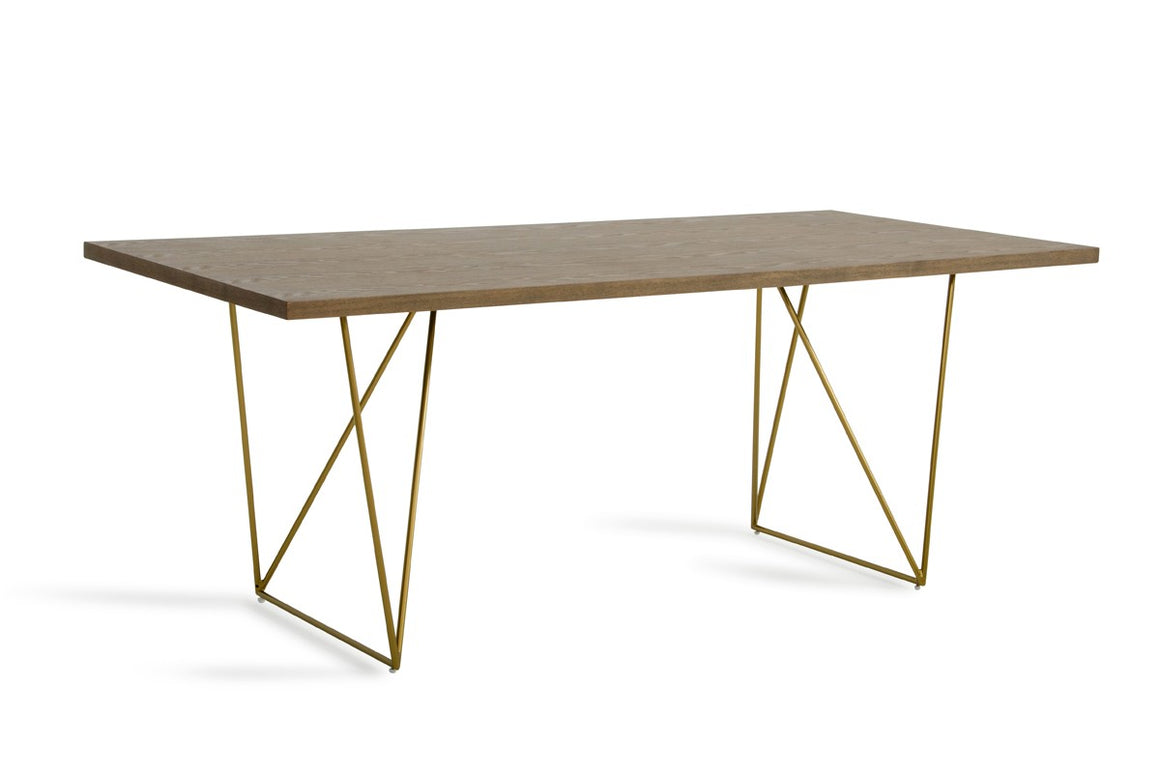 Modrest Marcia Modern Tobacco & Antique Brass Dining Table