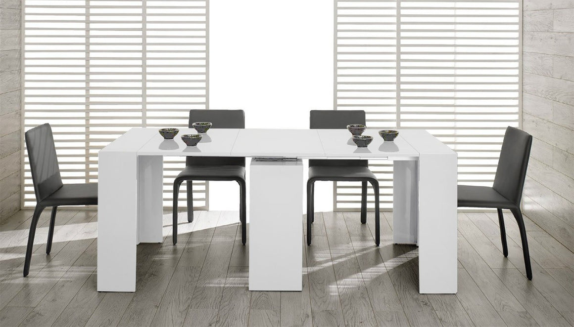 Modrest Morph - Modern Ultra-Compact Extendable White Dining Table