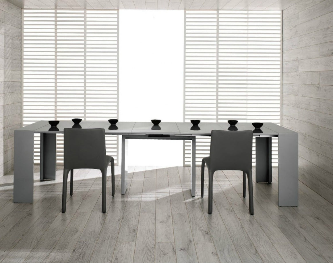 Modrest Morph - Modern Ultra-Compact Extendable Grey Gloss Dining Table