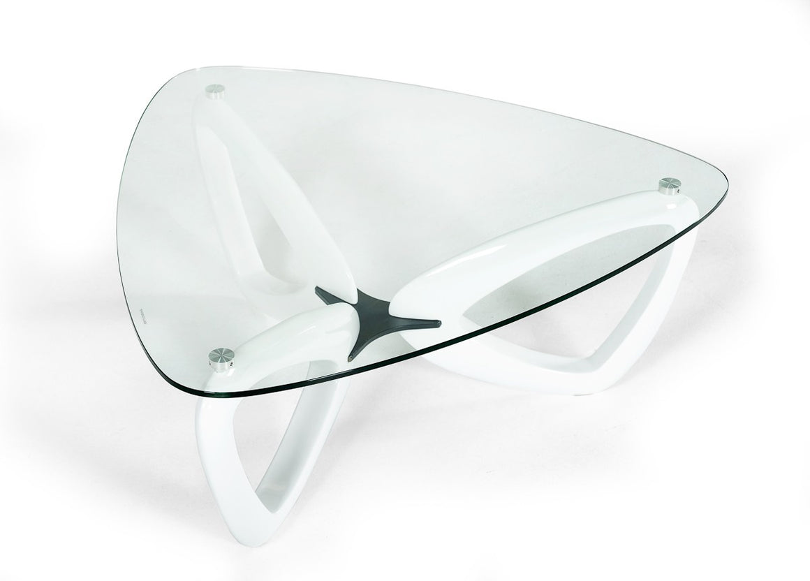 Modrest Medina Contemporary Glass & White Coffee Table