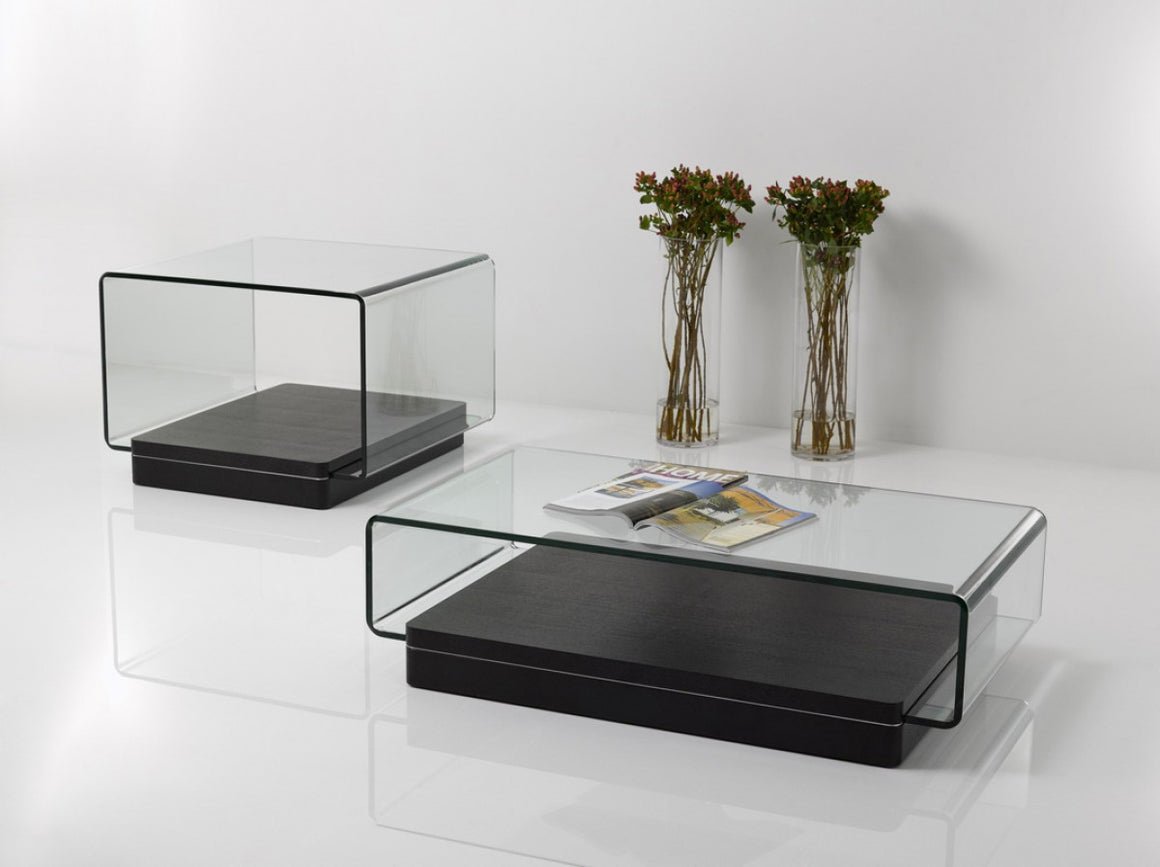 Modrest Vitro Modern Glass and Oak End Table