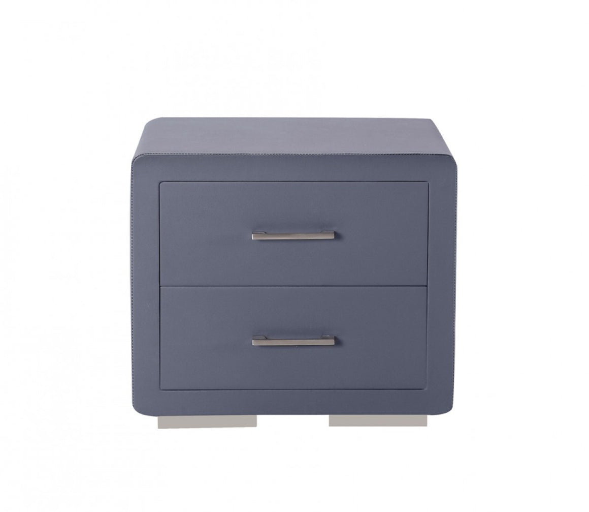 Modrest Burbank Modern Grey Leatherette Nightstand