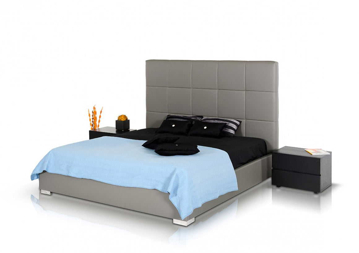 Modrest Messina - Modern Grey Eco Leather Bed with Lift Storage