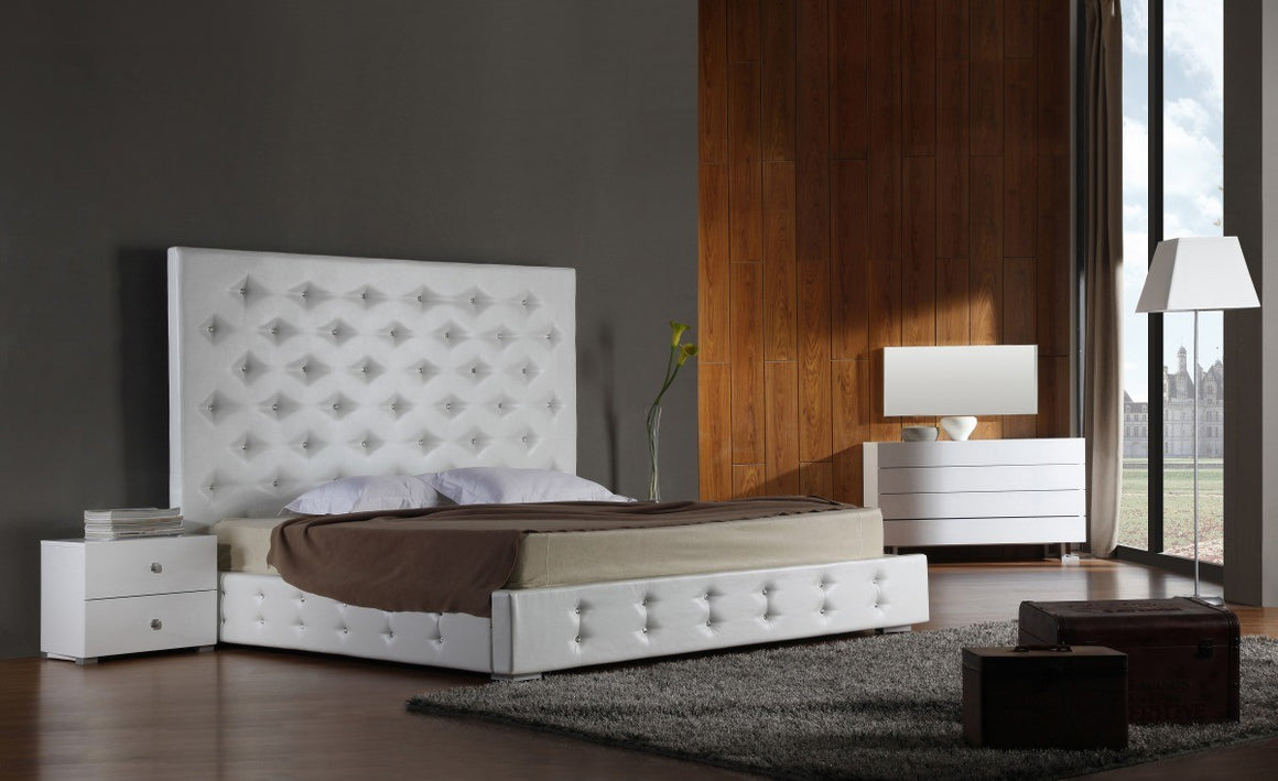 Modrest Elbrus - White Modern Leather Platform Bed