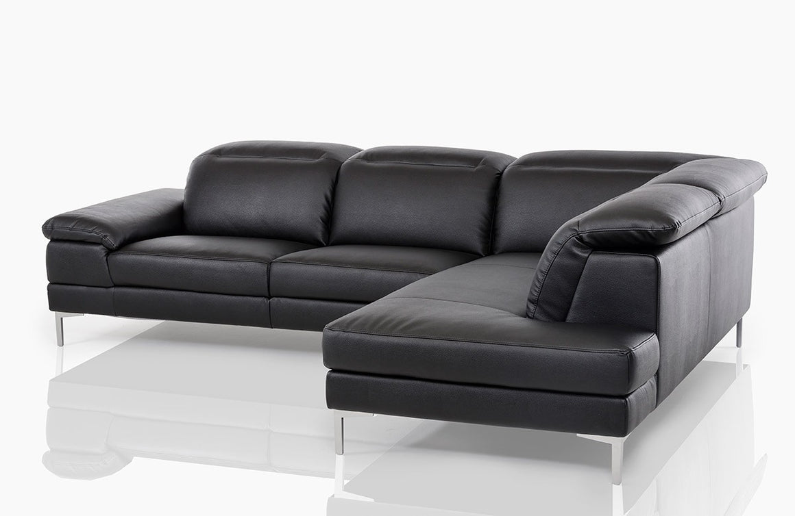 Divani Casa Carnation - Modern Black Eco-Leather Sectional Sofa