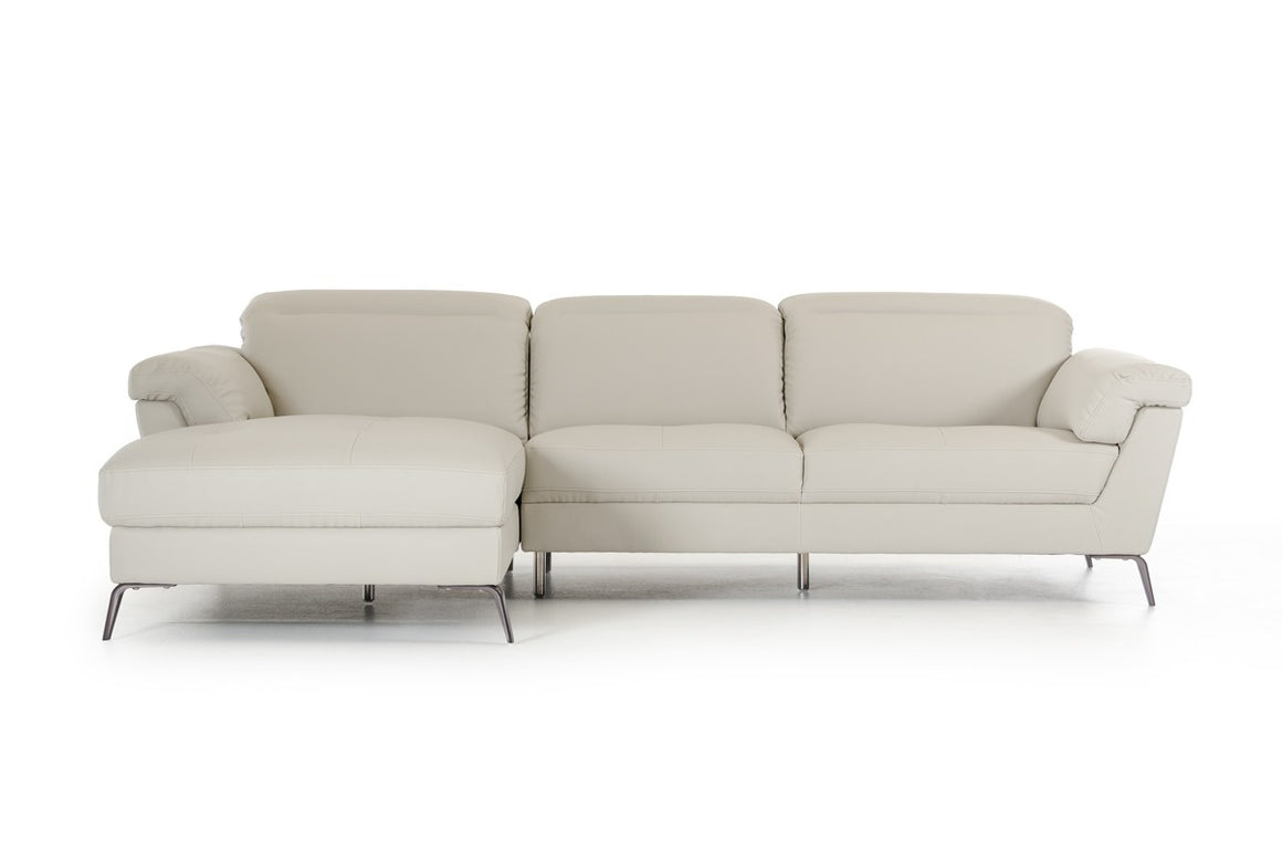 Divani Casa Edelweiss Modern Light Grey Eco-Leather Sectional Sofa