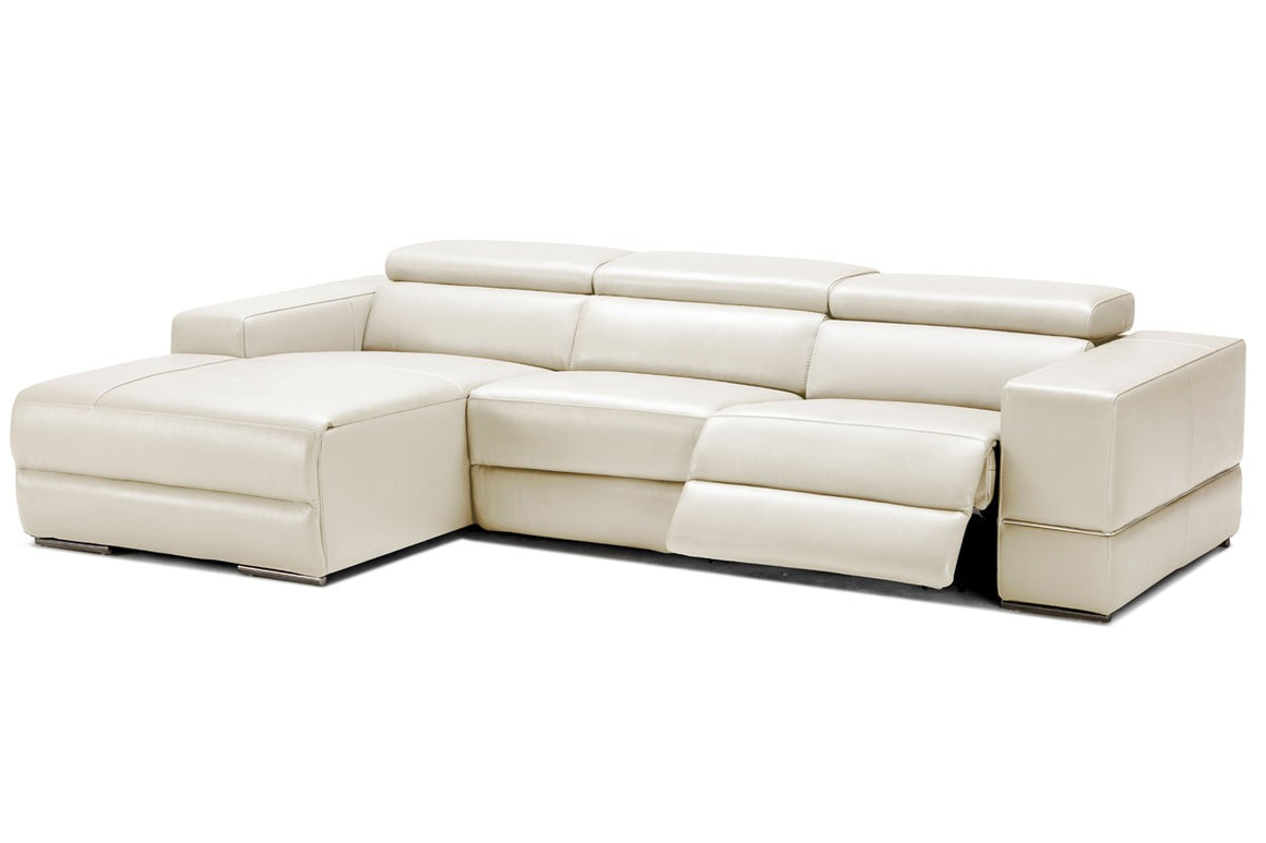 Divani Casa Hilgard Modern Light Grey Leather Sectional Sofa w/ Recliners