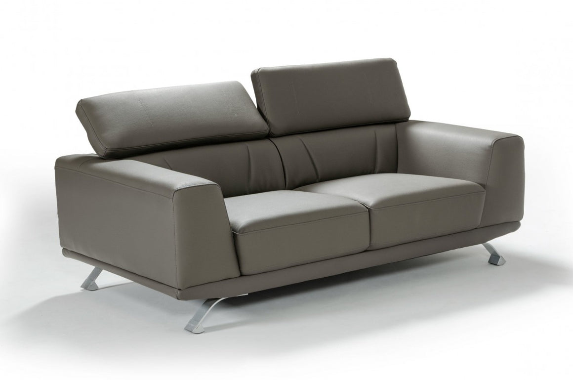 Divani Casa Brustle - Modern Dark Grey Eco-Leather 89" Sofa