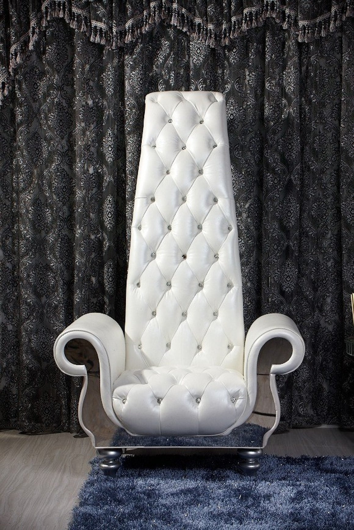 Divani Casa Luxe - Neo-Classical Pearl White Italian Leather Tall Chair