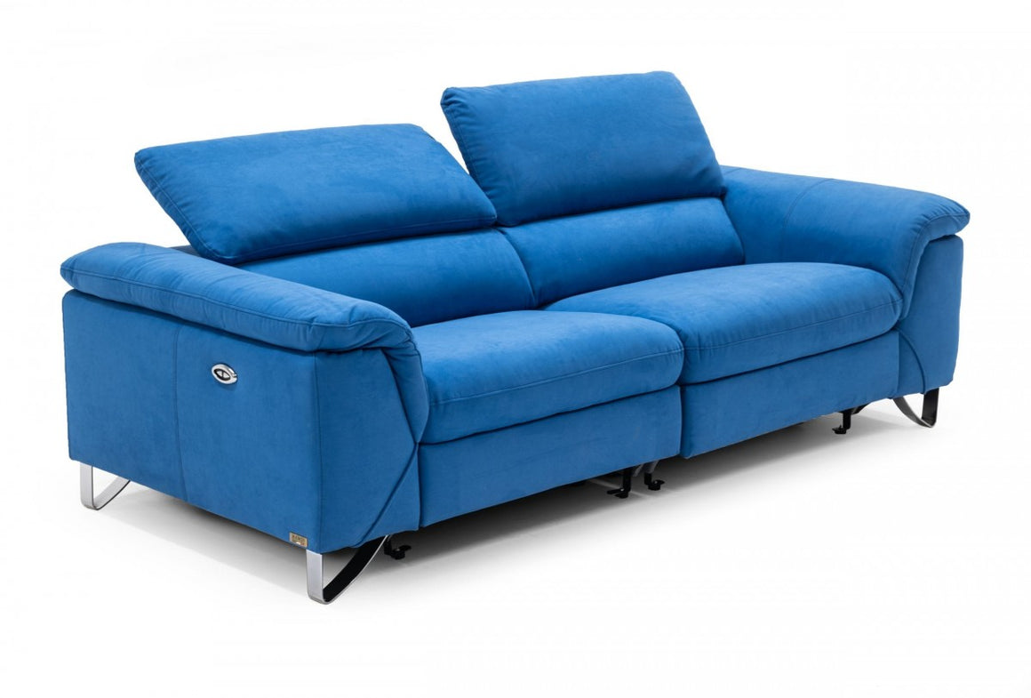 Divani Casa Maine - Modern Royal Blue Fabric Sofa w/ Electric Recliners