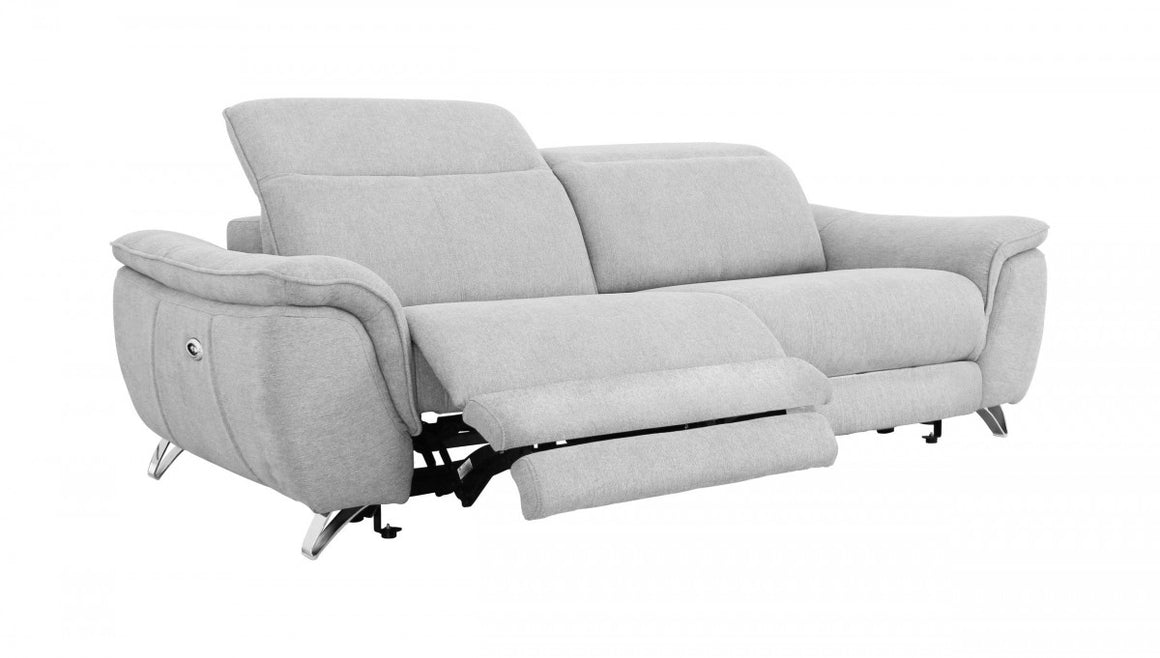 Divani Casa Paul - Contemporary Grey Fabric 3-Seater Sofa w/ Electric Recliners