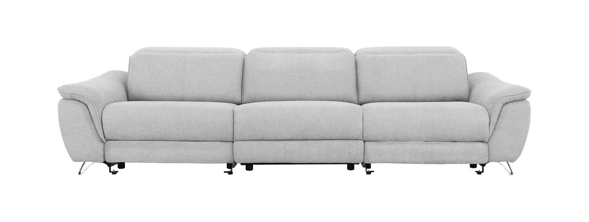 Divani Casa Paul - Contemporary Grey Fabric 4-Seater Sofa w/ Electric Recliners