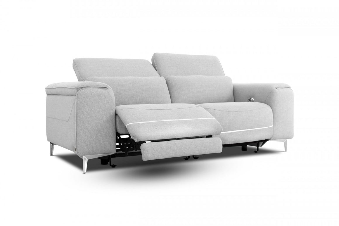 Divani Casa Cyprus - Contemporary Grey Fabric 3-Seater Sofa w/ Electric Recliners