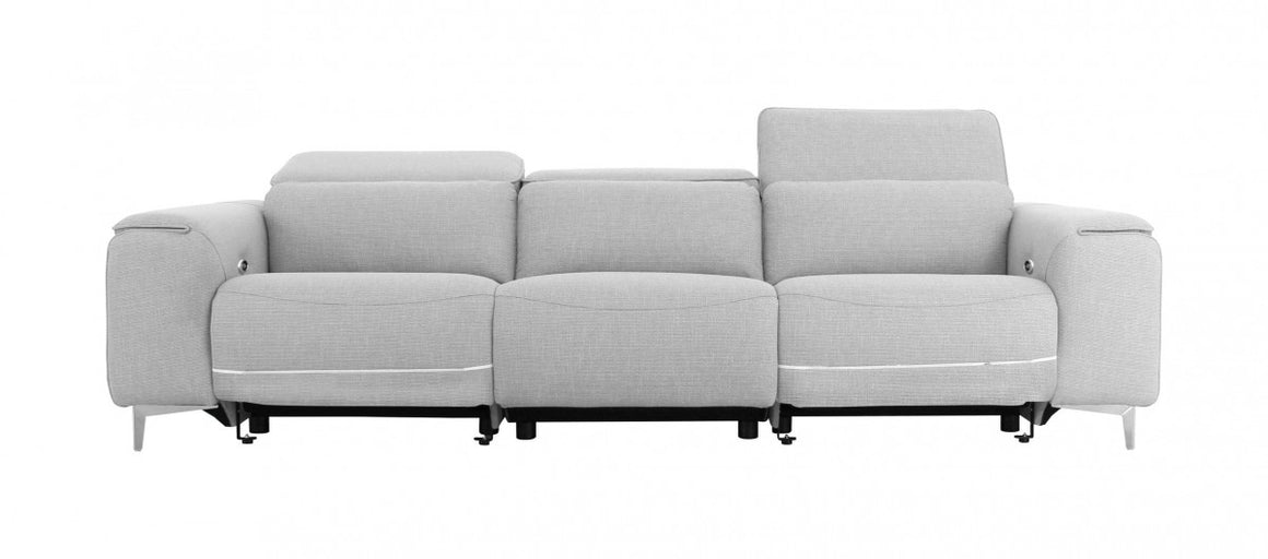 Divani Casa Cyprus - Contemporary Grey Fabric 4-Seater Sofa w/ Electric Recliners
