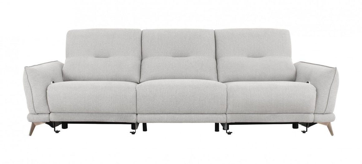 Divani Casa Austria - Modern Grey 4-Seater Fabric Sofa w/ Electric Recliners