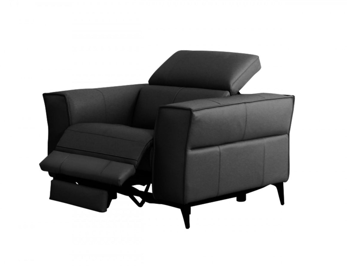 Divani Casa Nella - Modern Black Leather Armchair w/ Electric Recliner