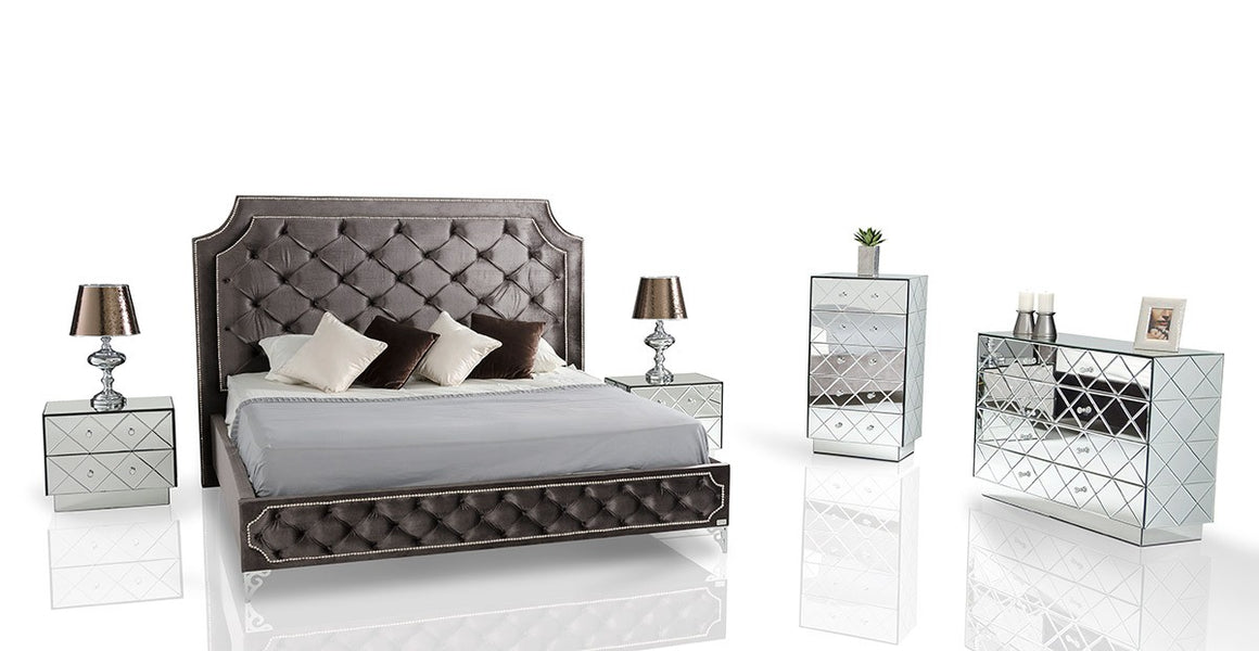 Modrest Leilah - Transitional Tufted Fabric Bed without Crystals